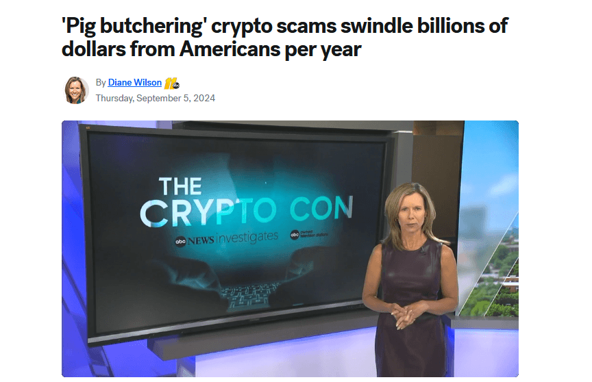 ABC11 Raleigh Headline 'Pig butchering' crypto scams swindle billions of dollars from Americans per year